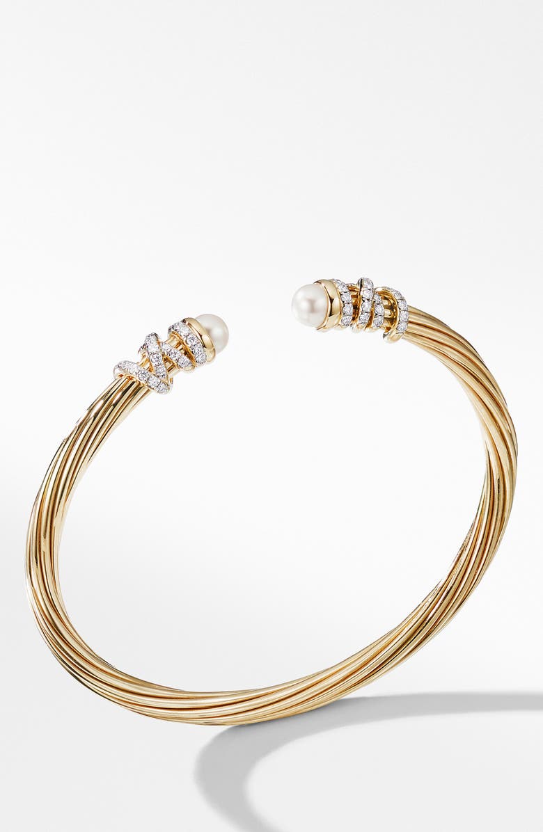 David Yurman Helena End Station Bracelet in 18K Yellow Gold with Pearls and Diamonds, Alternate, color, 