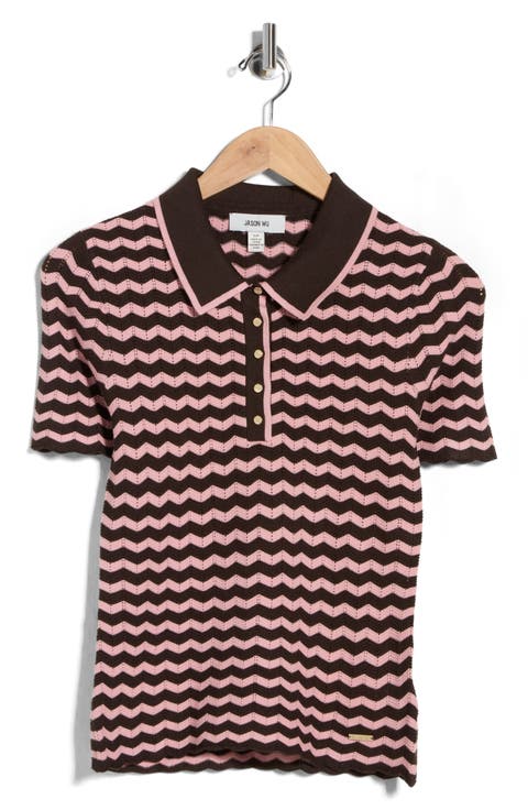 Chevron Stripe Polo Sweater
