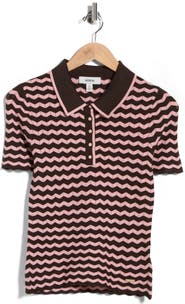 JASON WU Chevron Stripe Polo Sweater