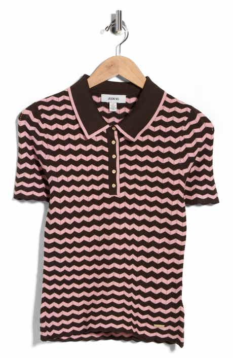 JASON WU Chevron Stripe Polo Sweater