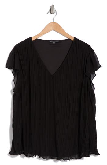 ADRIANNA PAPELL ADRIANNA PAPELL V-NECK FLUTTER SLEEVE TOP