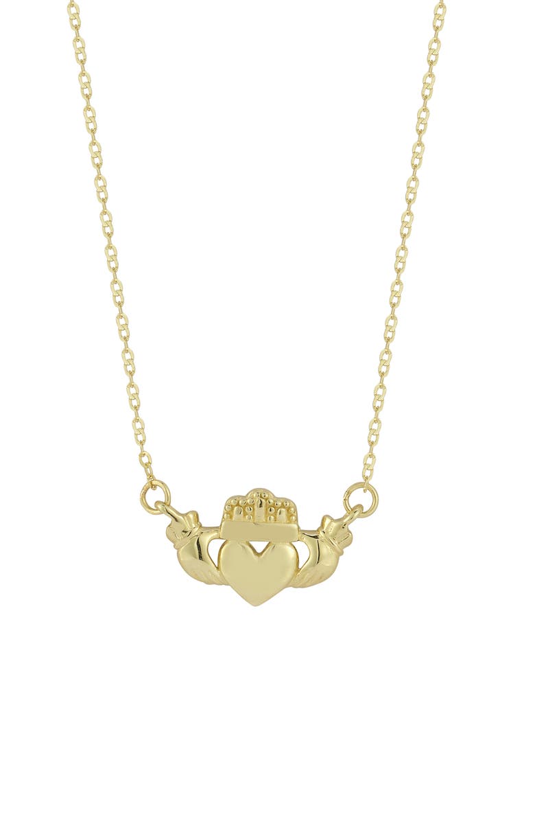 Ember Fine Jewelry 14K Yellow Gold Claddagh Pendant Necklace, Main, color, Gold