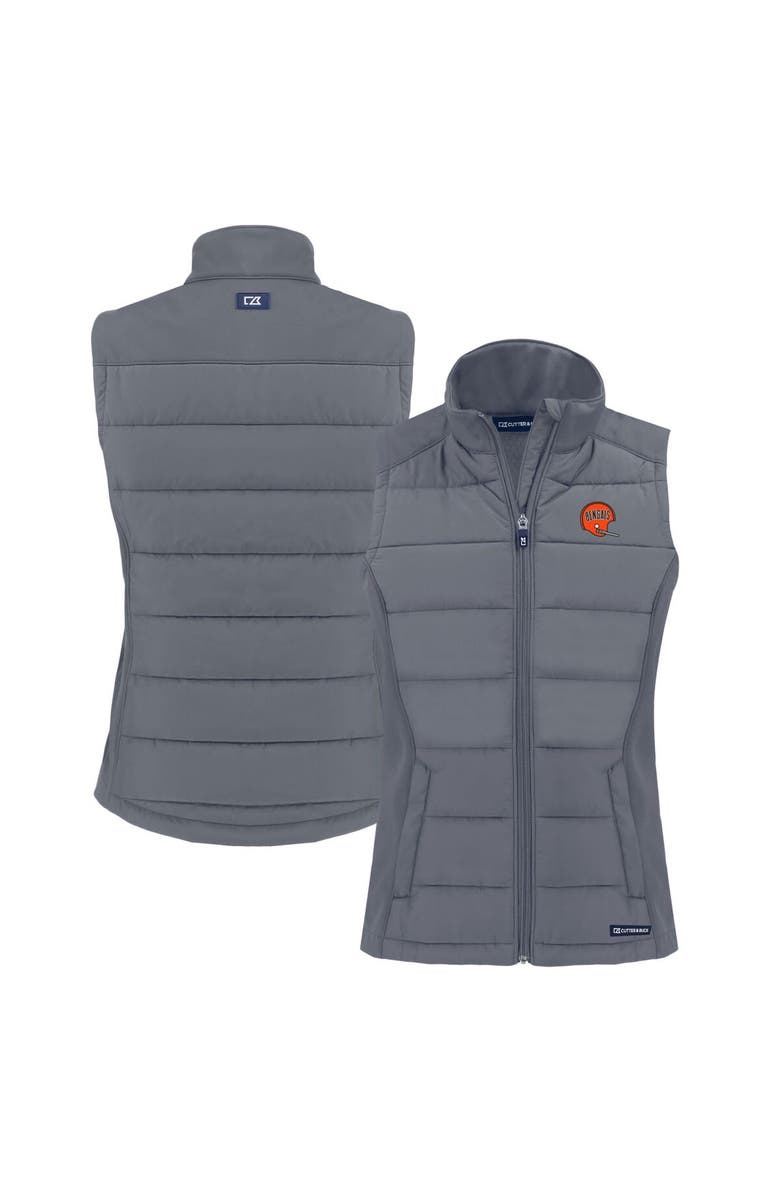 Cutter & Buck Women's Cutter & Buck  Gray Cincinnati Bengals Throwback Evoke Hybrid Eco Softshell Recycled Full-Zip Vest, Main, color, 