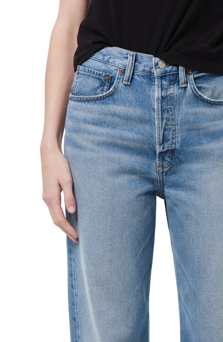 AGOLDE Loose Wide Leg Jeans, Alternate, color, Outbreak Md Worn Ind Cut Roll