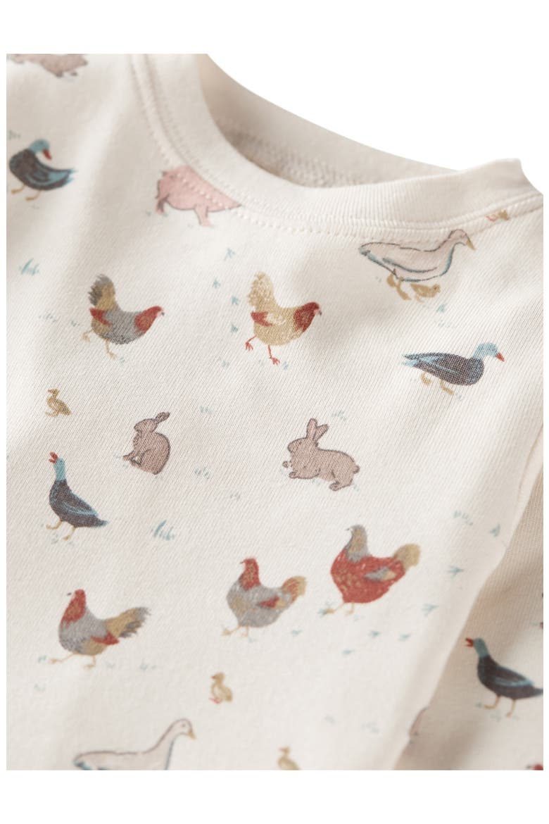 Print Fitted Organic Cotton Two-Piece Pajamas, Alternate, color, LP FARM FRIENDS