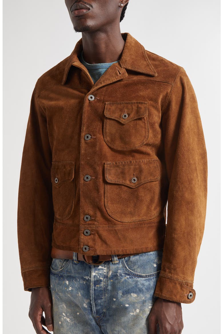 Alston Roughout Leather Jacket, Alternate, color, BROWN