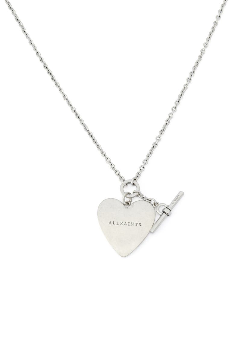 Heart Charm Chain Link Necklace, Alternate, color, WARM SILVER