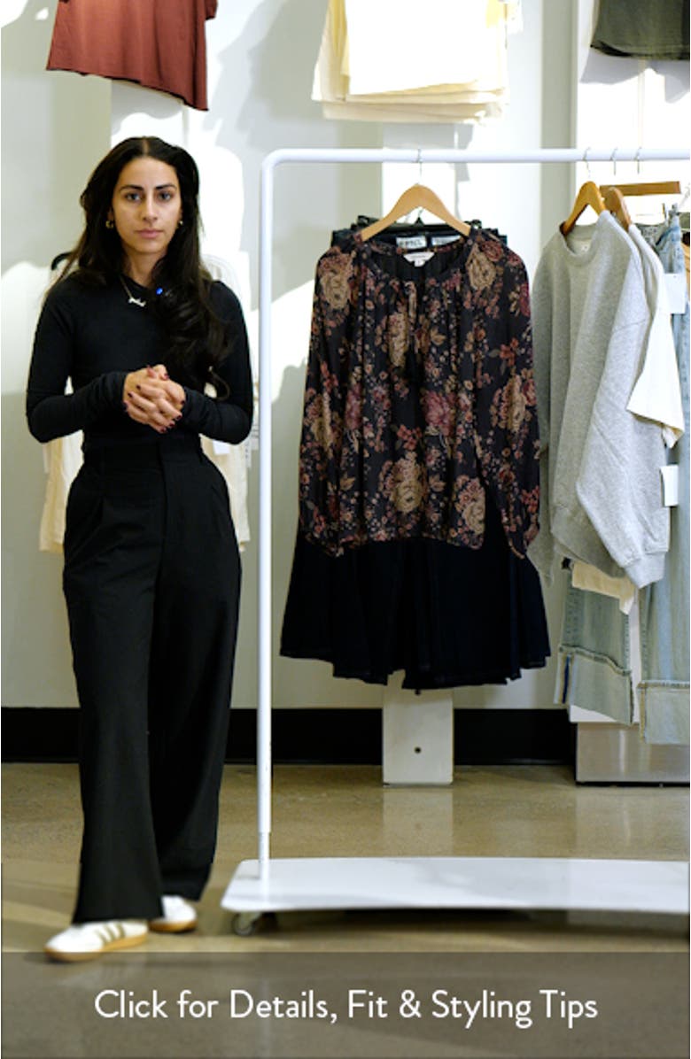 Floral Print Tie Neck Top, sales video thumbnail