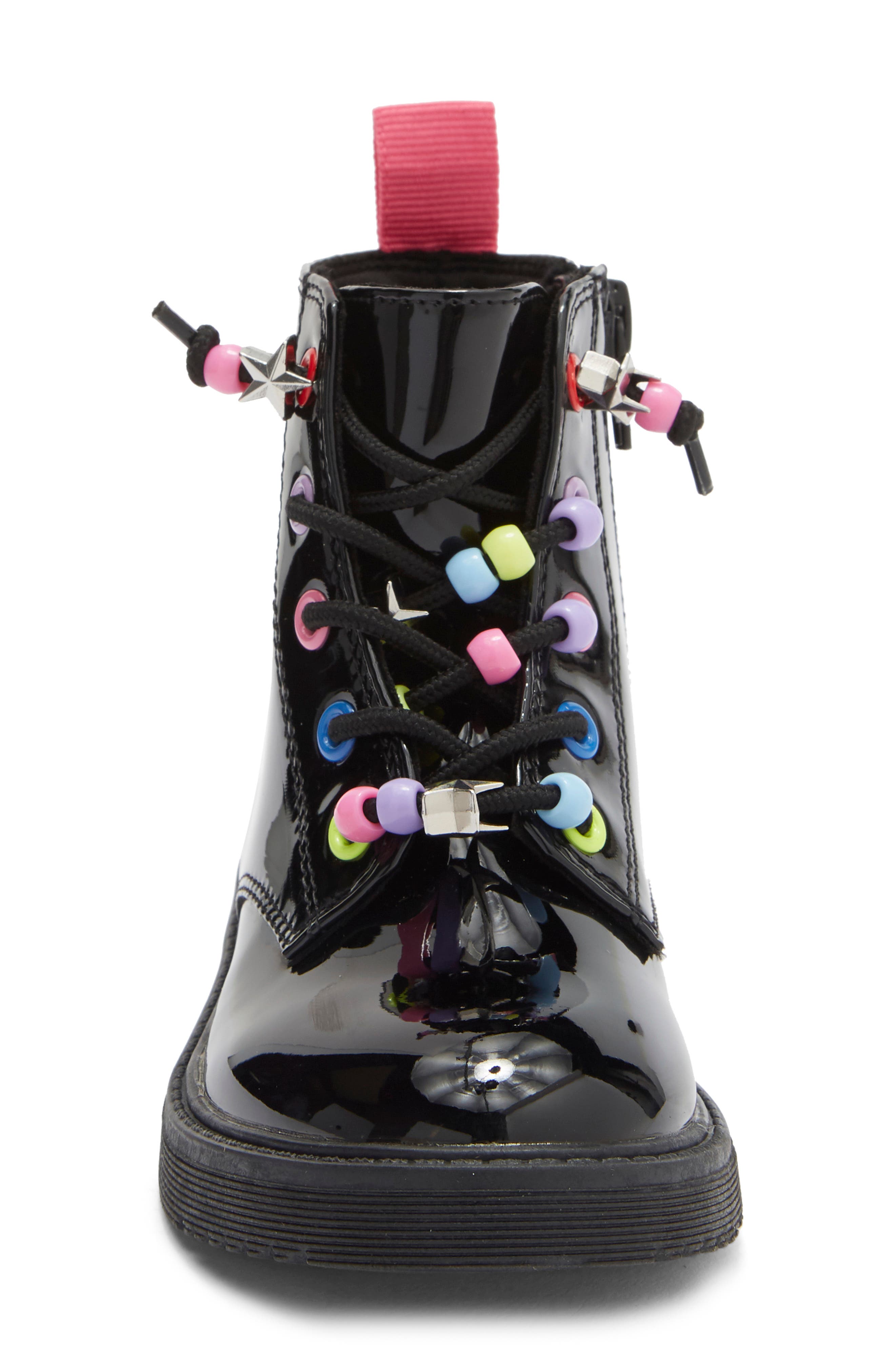 Kids' Peyton Faux Leather Combat Boot, Alternate, color, BLACK