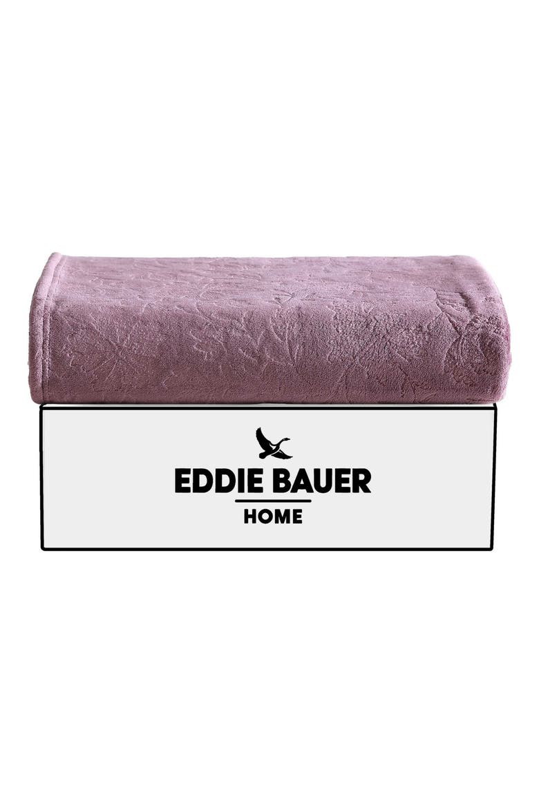 Woodblock Floral Fleece Throw, Alternate, color, PURPLE