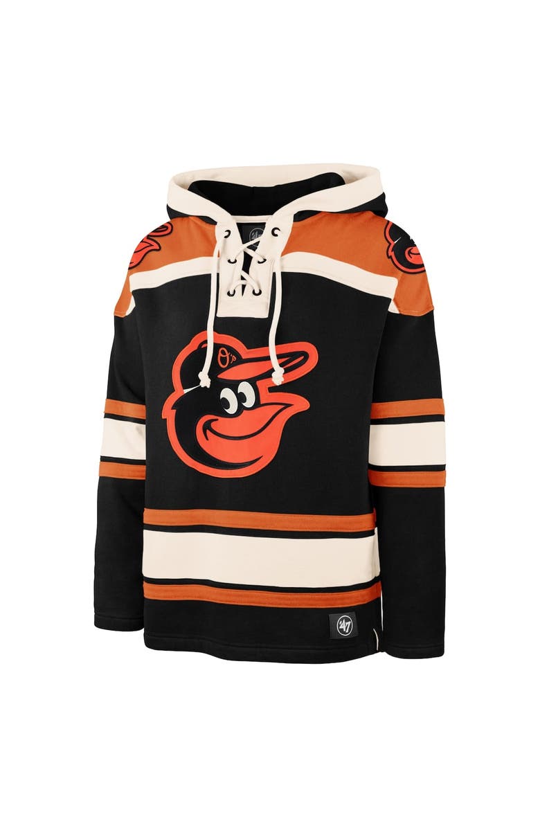 '47 Men's '47 Black Baltimore Orioles Superior Lacer Pullover Hoodie, Alternate, color, Black