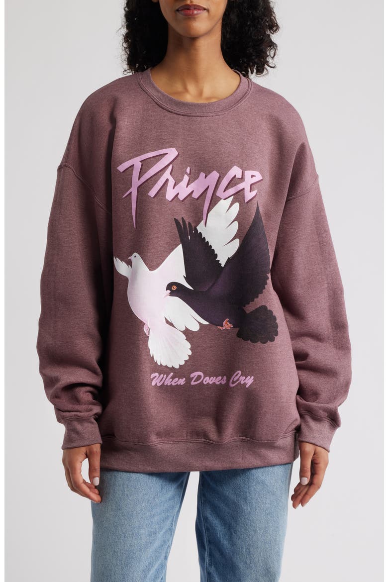 Prince Birds Graphic Sweatshirt, Main, color, PLUM PIGMENT DYE