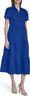 Calvin Klein Short Sleeve Cotton Tiered Maxi Dress