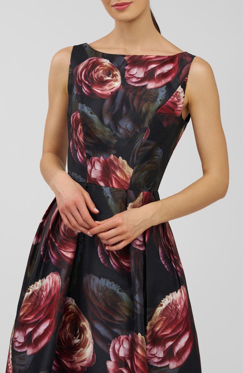 Kay Unger Elsa Jacquard Fit & Flare Dress, Alternate, color, Primrose/ Onyx