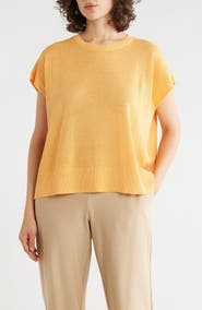 Eileen Fisher Crewneck Short Sleeve Pointelle Sweater