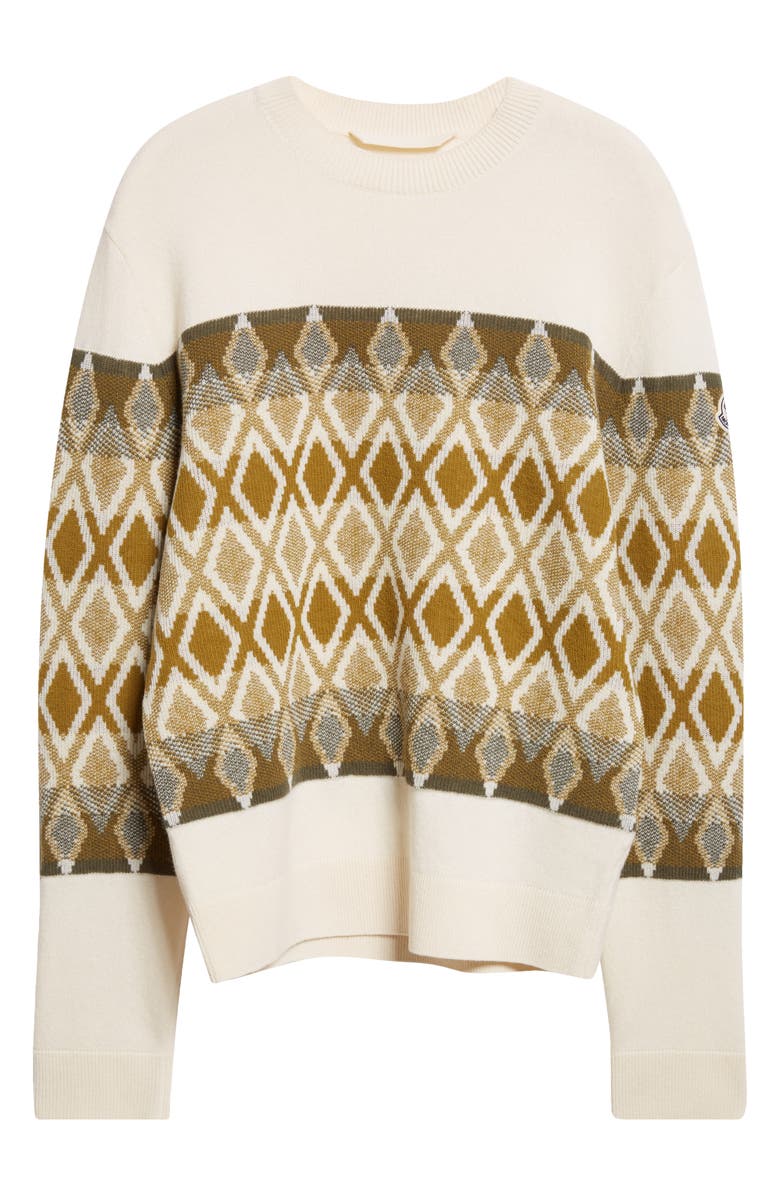 Moncler Fair Isle Virgin Wool Sweater, Alternate, color, White