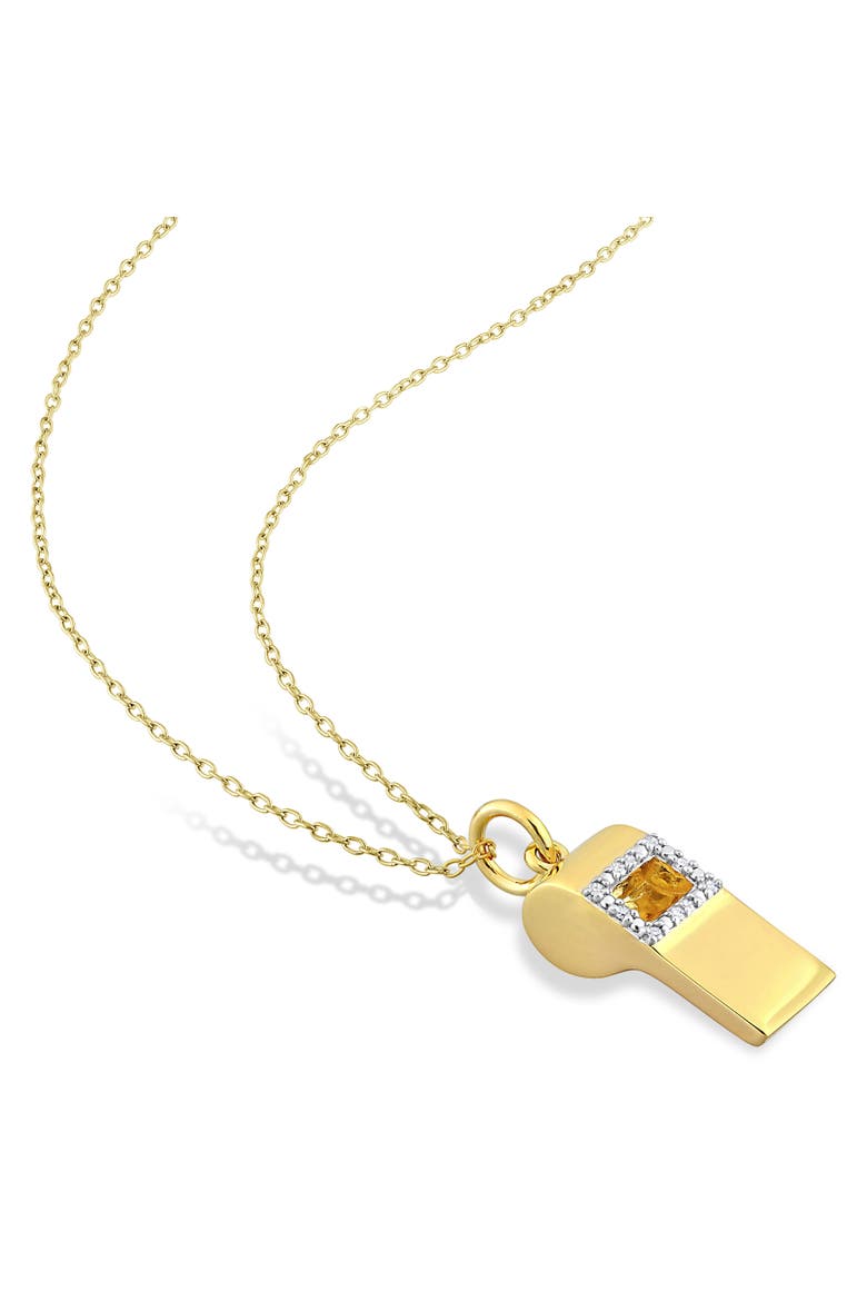 Whistle Charm Diamond Accent Pendant Necklace, Alternate, color, Yellow-Plated