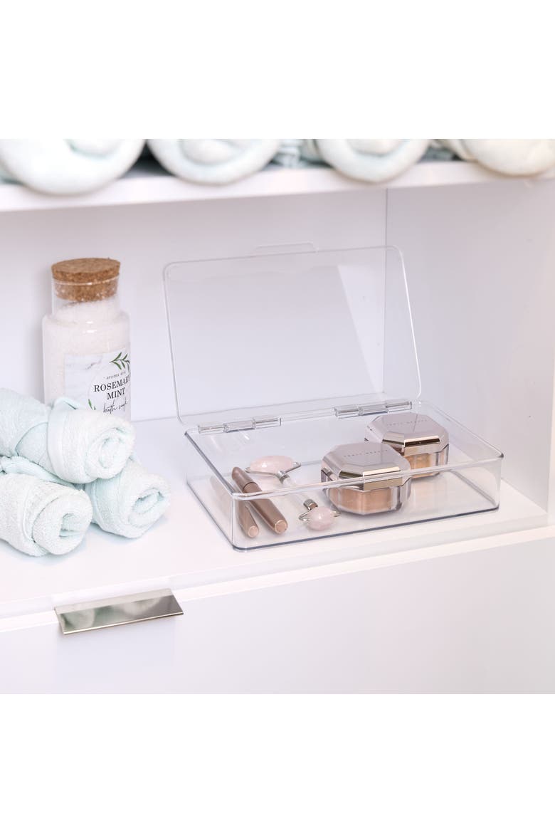 Stackable Hinged-Lid Pantry Storage Box - Set of 2 - Clear, Alternate, color, Clear