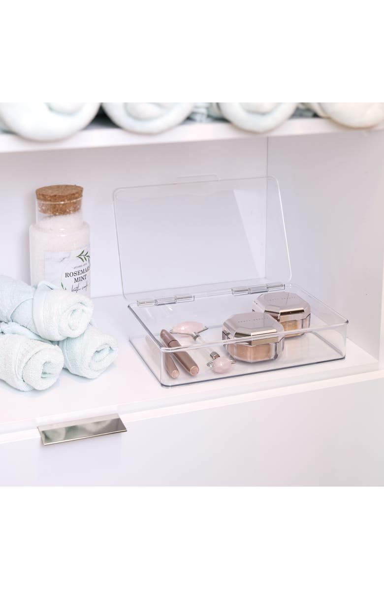 iDesign Stackable Hinged-Lid Pantry Storage Box - Set of 2 - Clear, Alternate, color,