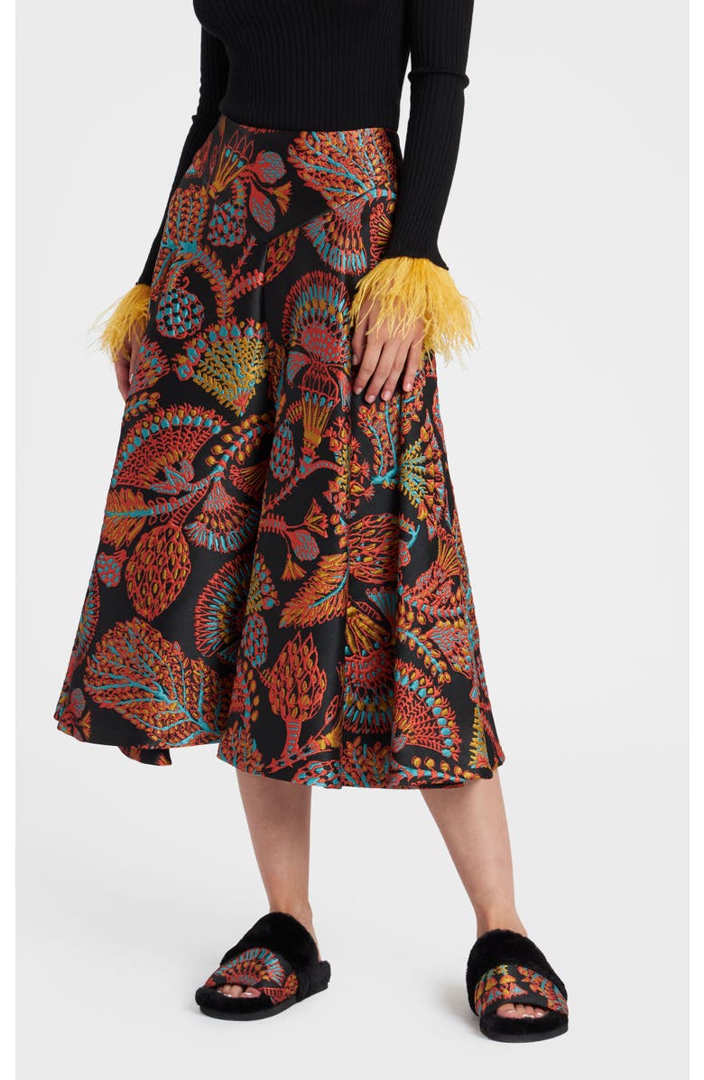 La DoubleJ Milano Skirt Jacquard Sicomore Black, Main, color, Jacquard Sicomore Black