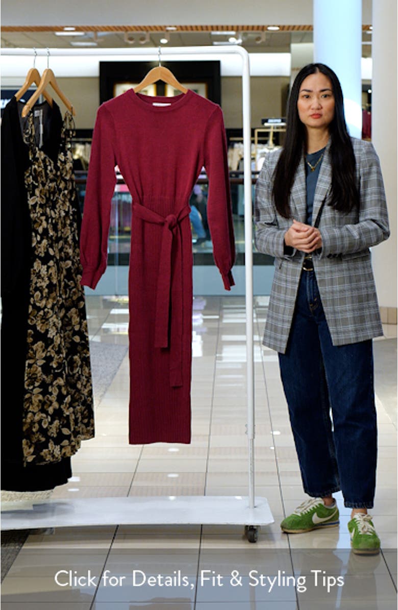 Helena Belted Long Sleeve Sweater Dress, sales video thumbnail