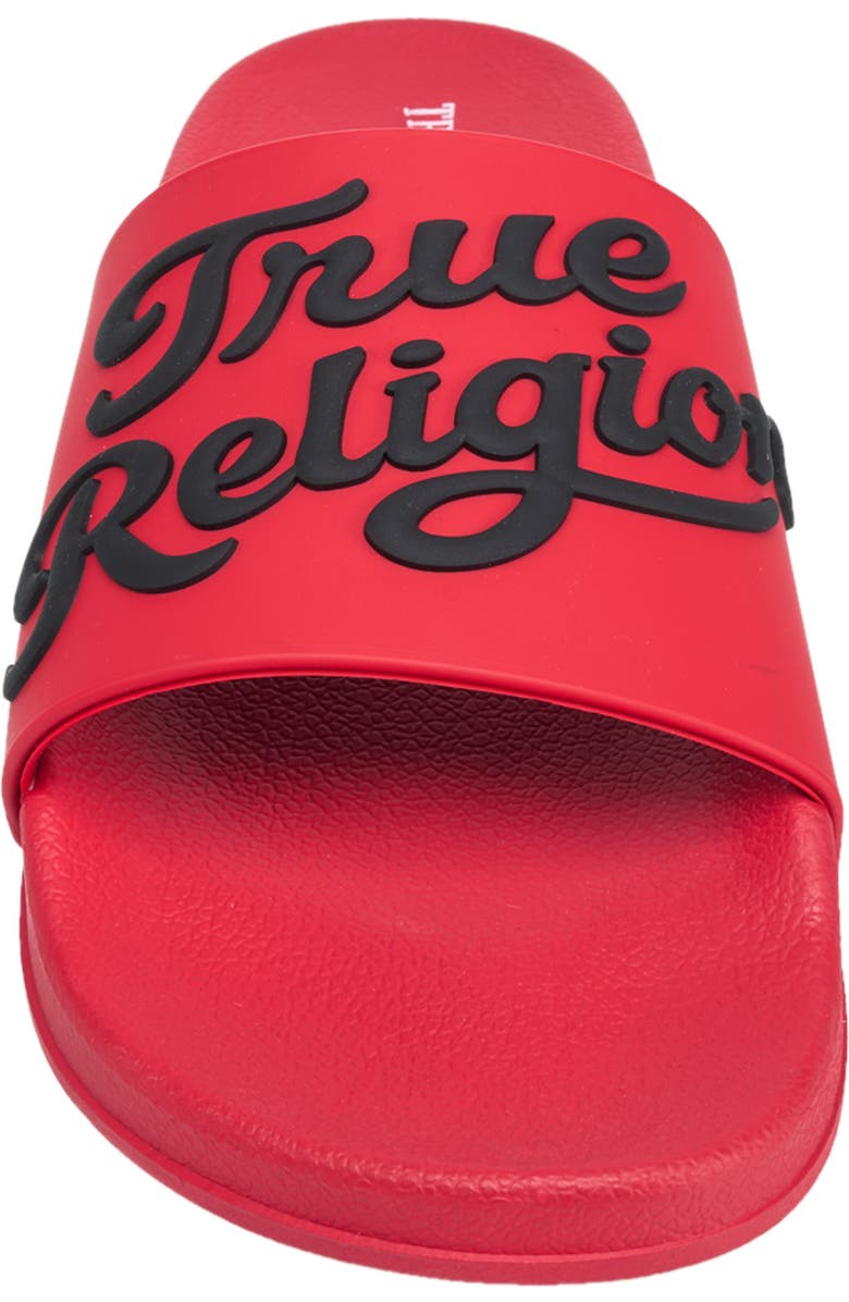 True Religion Drake Script Logo Pool Slide, Alternate, color, Red