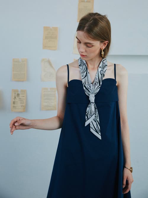Lost Pattern Nyc "madagascar" Silk Skinny Scarf In White