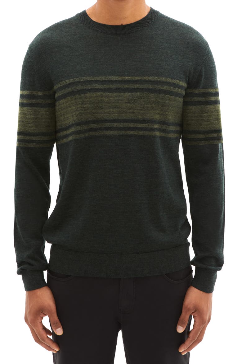 Swanson Engineered Stripe Wool Sweater, Main, color, OLIVE