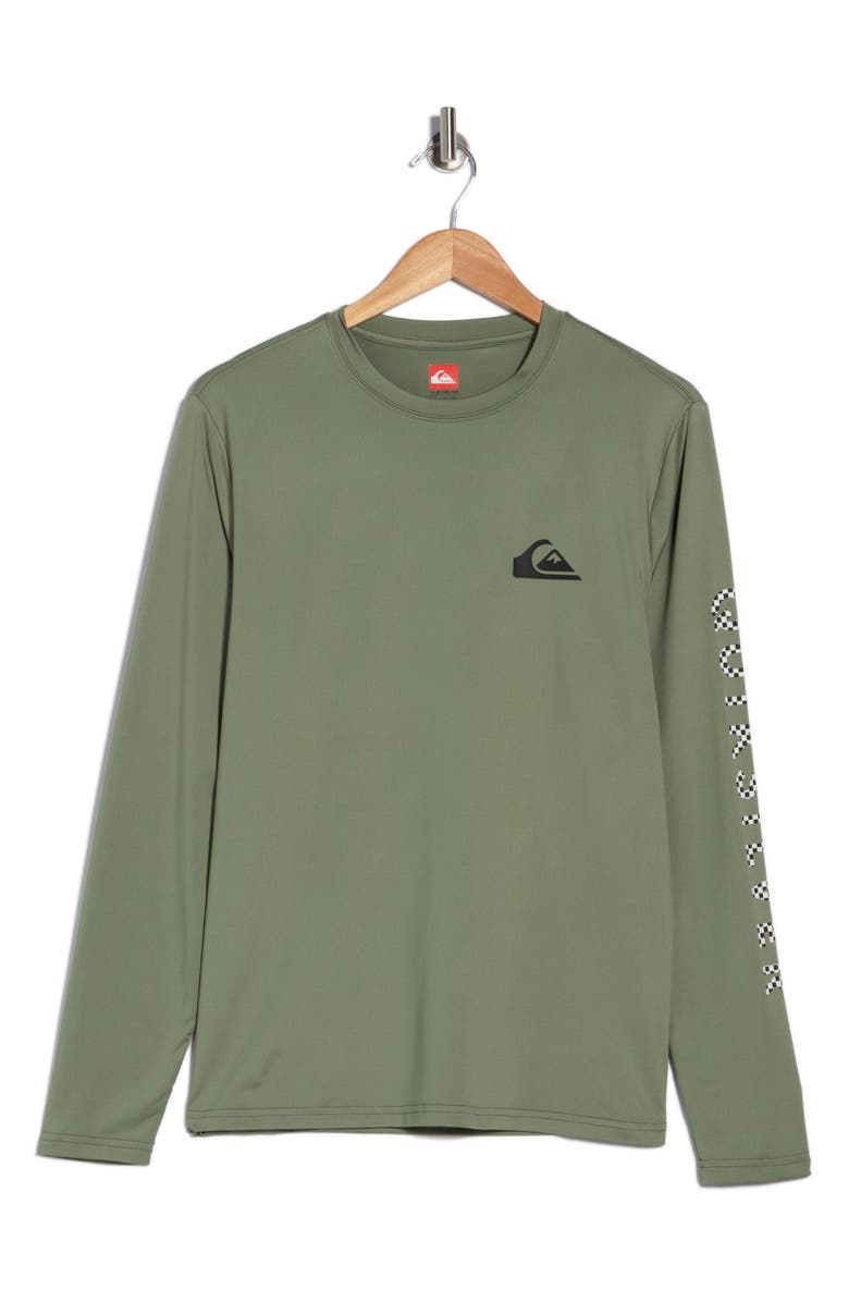 Quiksilver Comp Logo Graphic Rashguard, Alternate, color, Sage