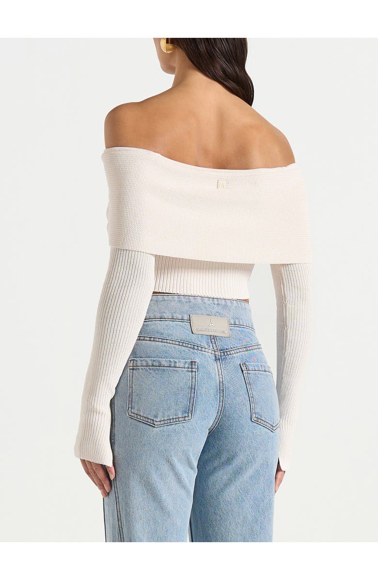 Manière De Voir Shana Asymmetric Bardot Top With Hardware Detail, Alternate, color, Cream