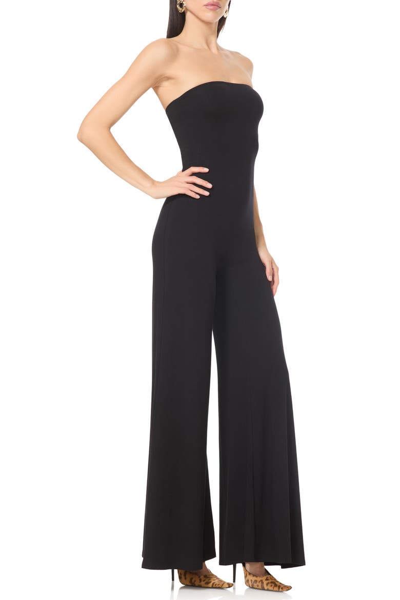 Nicola Strapless Catsuit, Alternate, color, NOIR