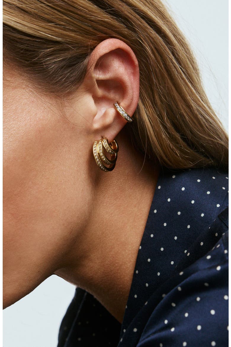 The Triple Hoop Earrings, Alternate, color, GOLD