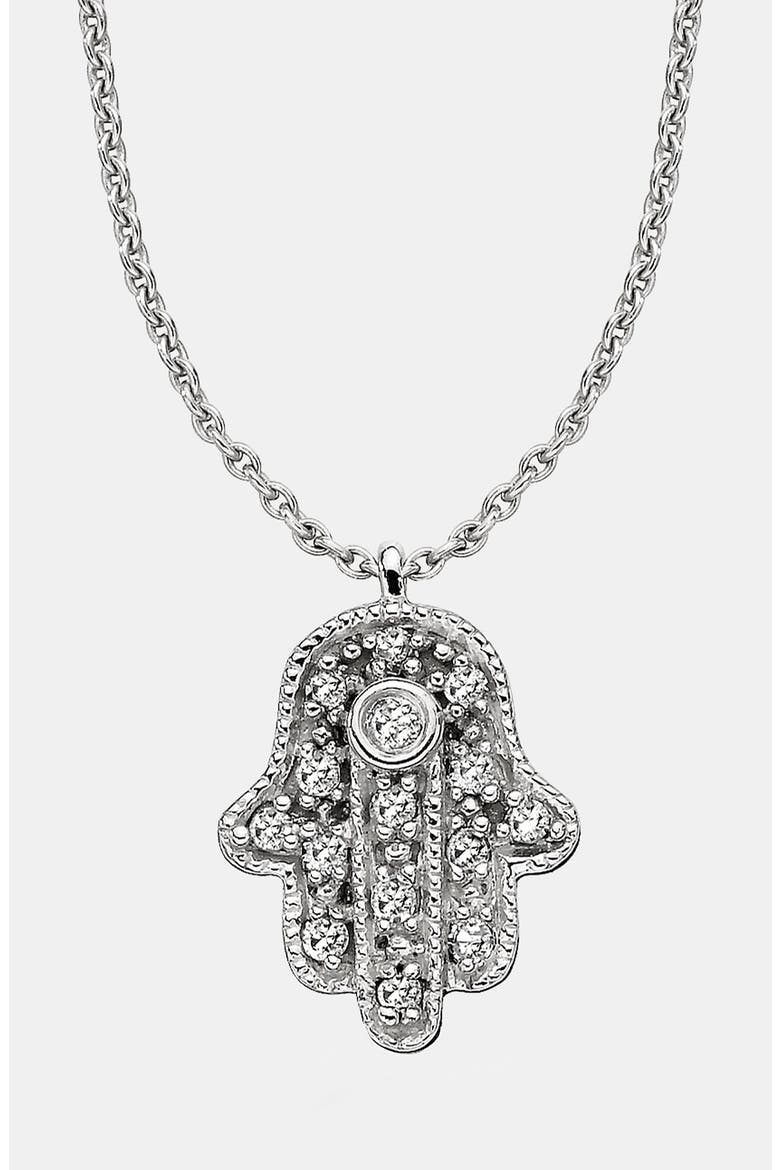 Hamsa Pendant Necklace, Main, color, WHITE GOLD