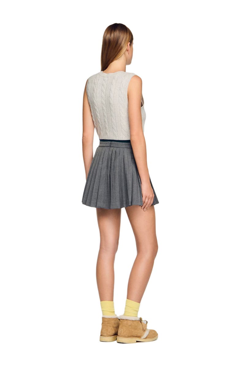 SANDRO Buckle accent pleated skort, Alternate, color, Grey