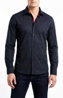 Dot Pattern Cotton Button-Up Shirt