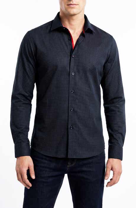 Dot Pattern Cotton Button-Up Shirt