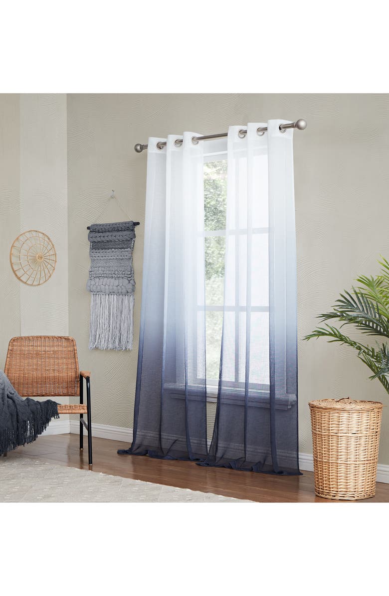 DAINTY HOME Shadow Set of 2 Ombré Sheer Panel Curtains, Main, color,