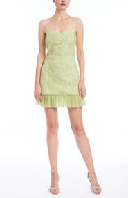Jewel Badgley Mischka Ruffle Hem Chiffon Cocktail Minidress