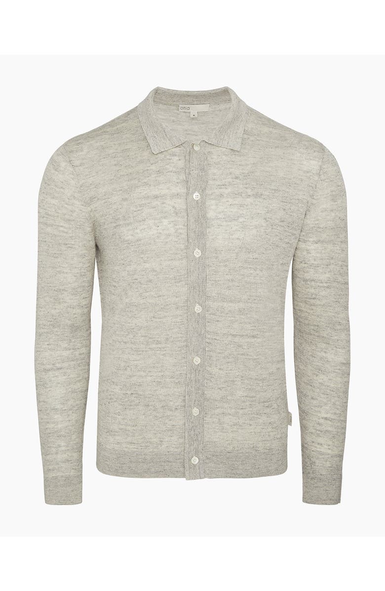 Onia Linen Long Sleeve Sweater Polo, Alternate, color,