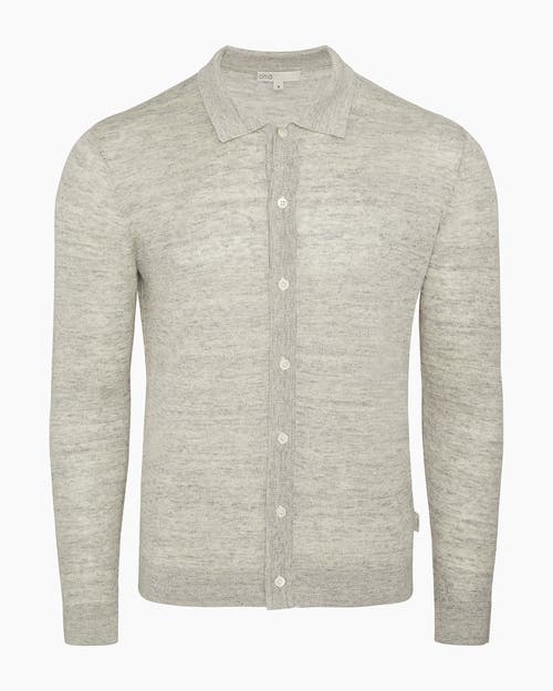 Onia Linen Long Sleeve Sweater Polo In Gray