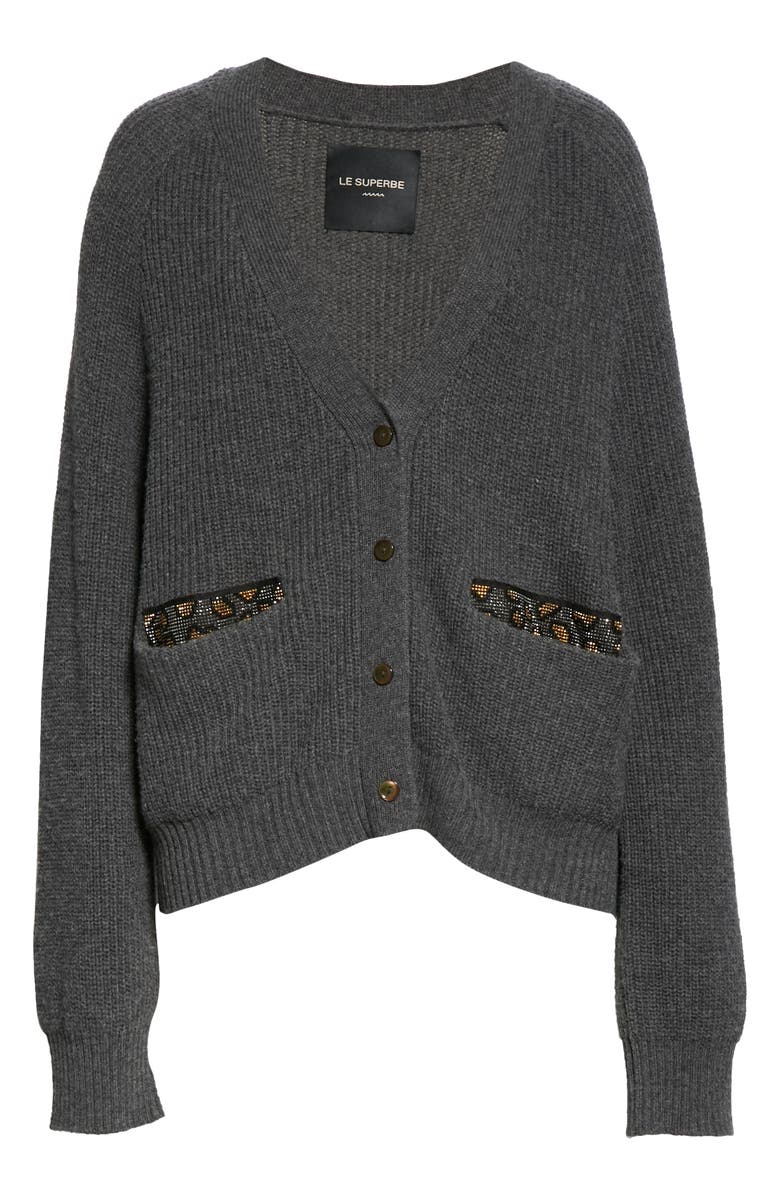 Le Superbe B2B Embellished Pocket Wool Blend Cardigan, Alternate, color,