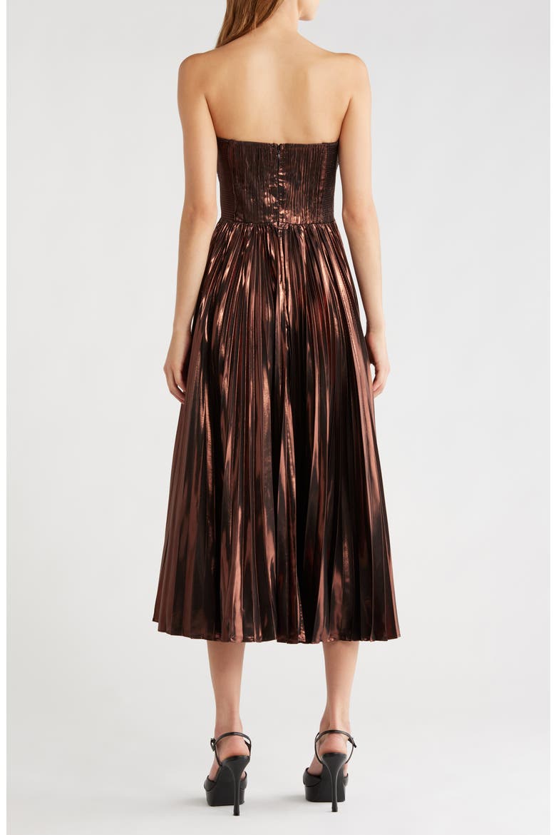 Ascella Strapless A-Line Dress, Alternate, color, METALLIC BROWN