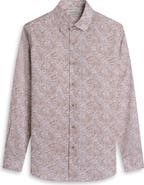 Bugatchi Julian Shaped Fit Abstract Leaf Print Cotton Button-Up Shirt