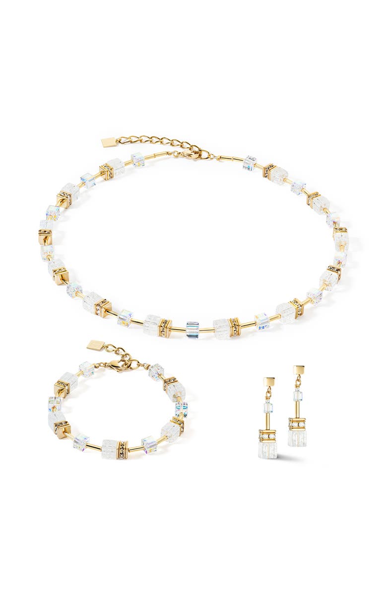 COEUR DE LION Geocube Iconic Nature Gold Necklace, Alternate, color, White