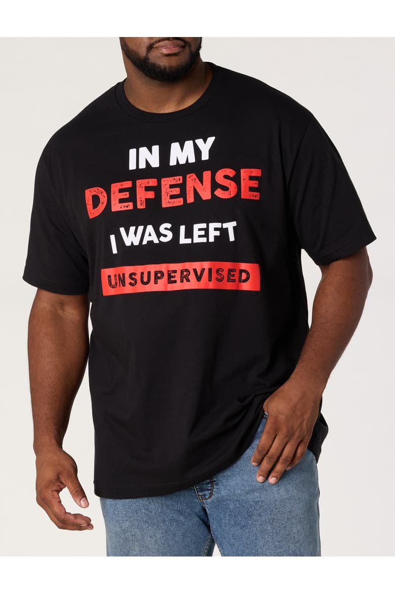 Big & Tall In My Defense Graphic Tee, Main, color, BLACK