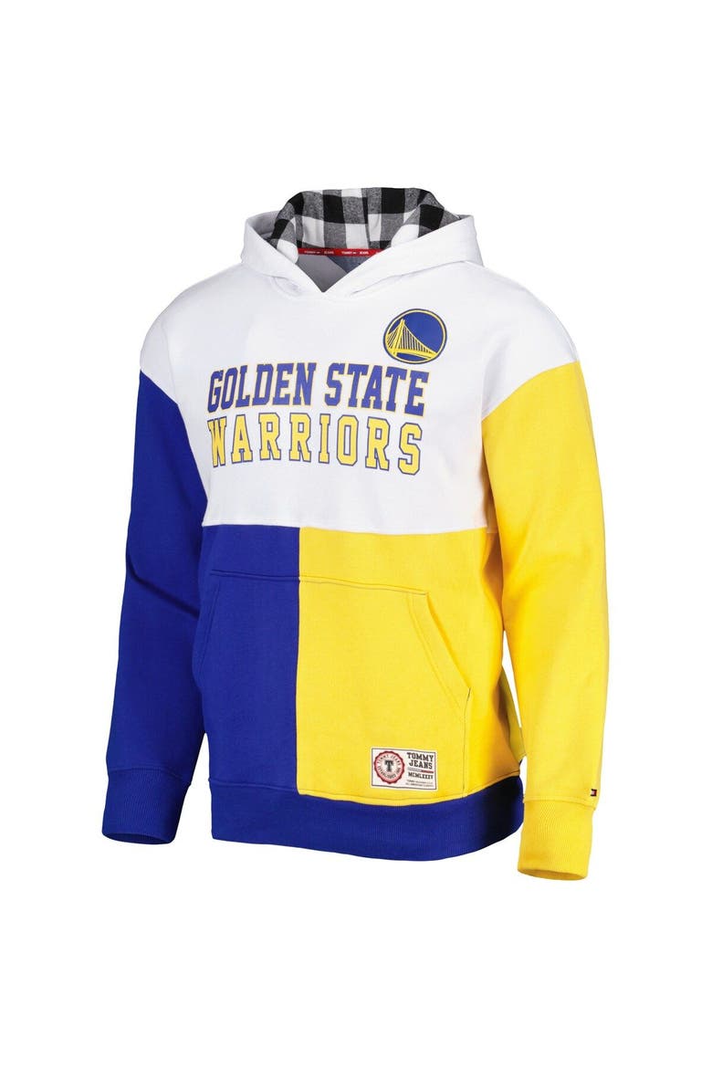 Men's Tommy Jeans White/Royal Golden State Warriors Andrew Split Pullover Hoodie, Alternate, color, White