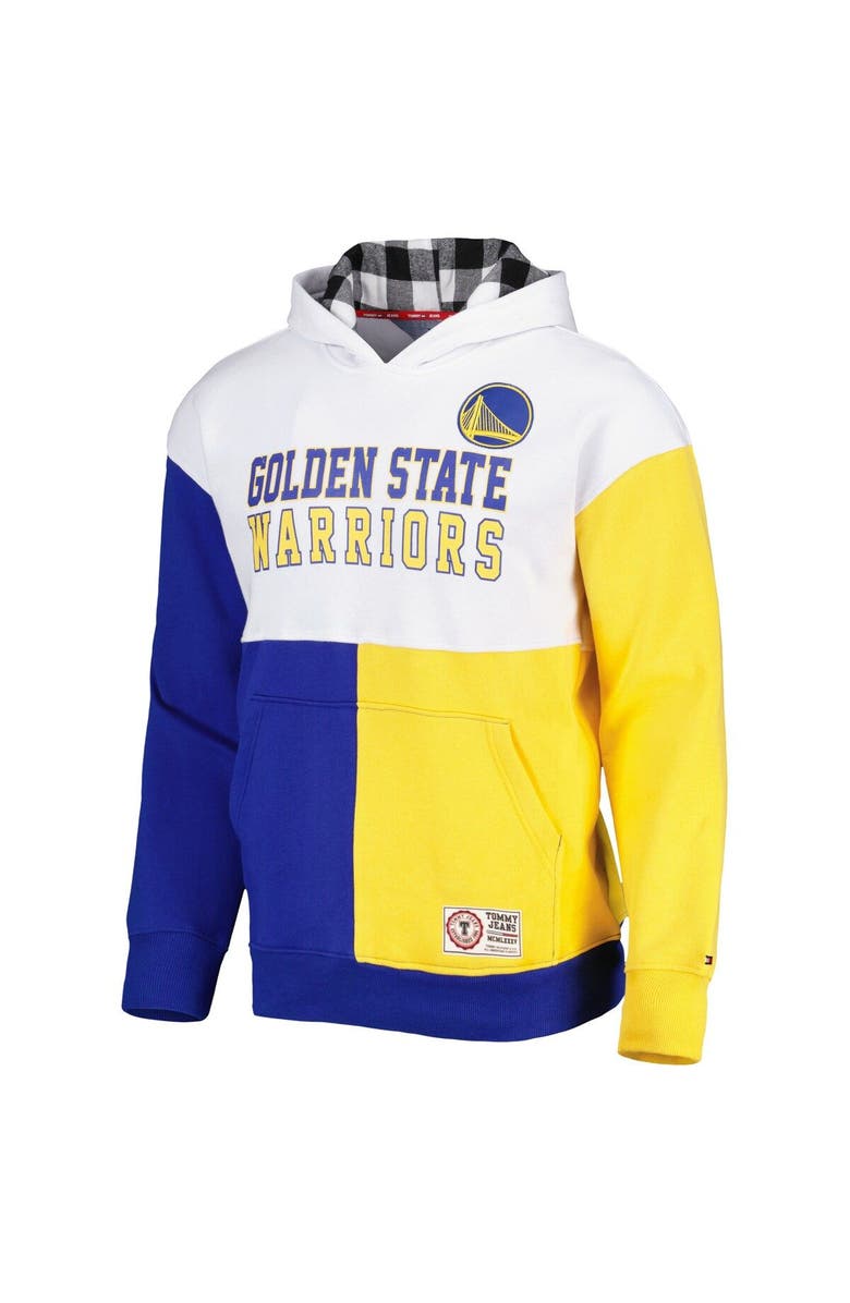 TOMMY JEANS Men's Tommy Jeans White/Royal Golden State Warriors Andrew Split Pullover Hoodie, Alternate, color, White