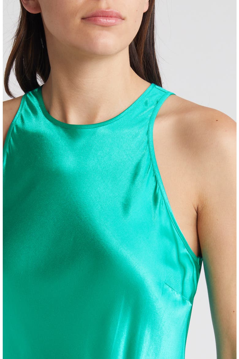Solene Sleeveless Satin Midi Dress, Alternate, color, JADE