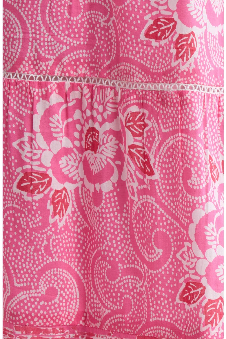 Fleur Flutter Sleeve Cotton & Silk Cover-Up Midi Dress, Alternate, color, BRIGHT PINK