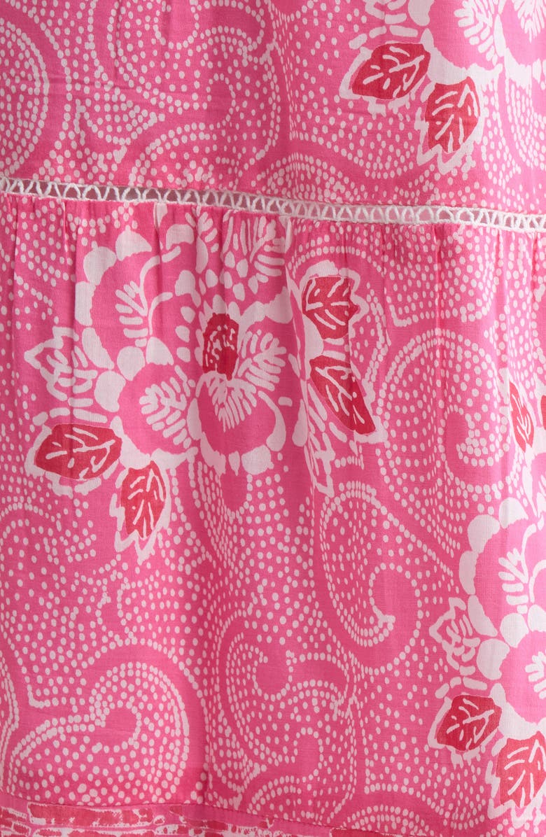 ALICIA BELL Fleur Flutter Sleeve Cotton & Silk Cover-Up Midi Dress, Alternate, color, Bright Pink